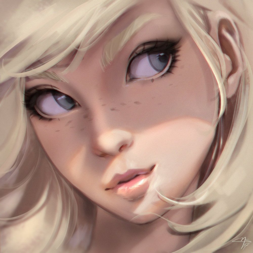 Блондинка с серыми глазами арт