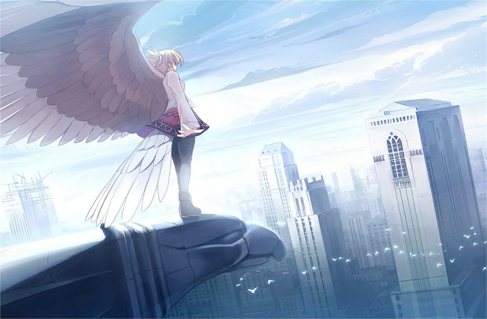 Аниме девушка с крыльями