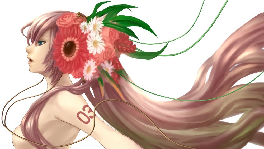 Девушка с волосами из цветов