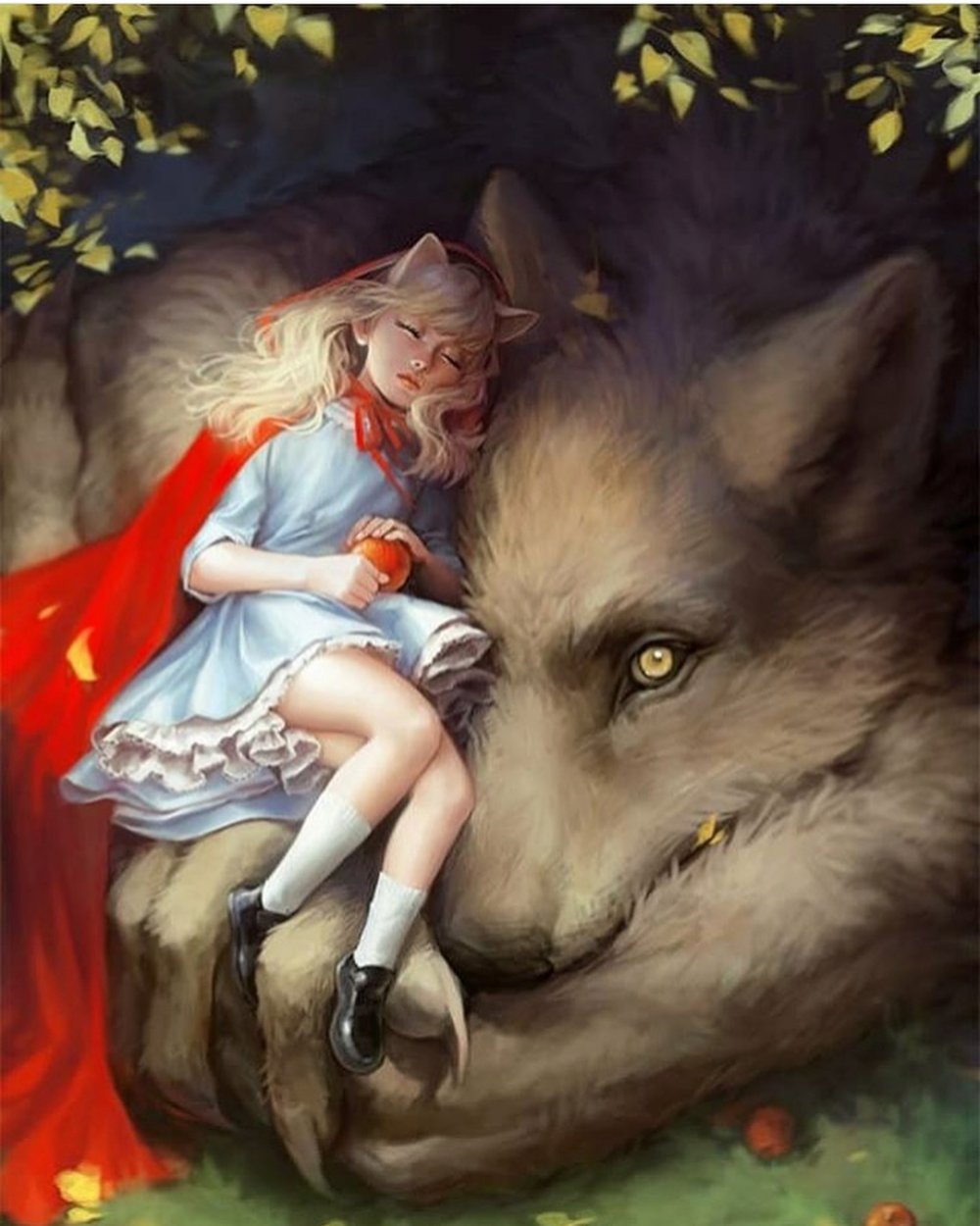 Little Red riding Hood and the Wolf арт
