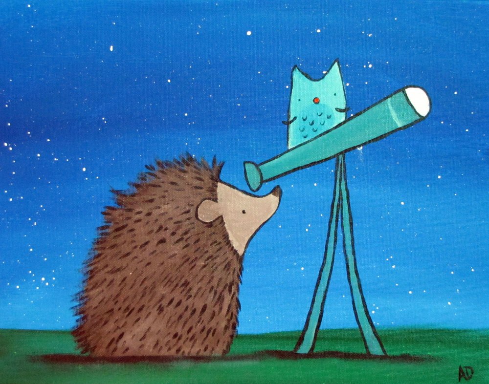 Ежик с телескопом