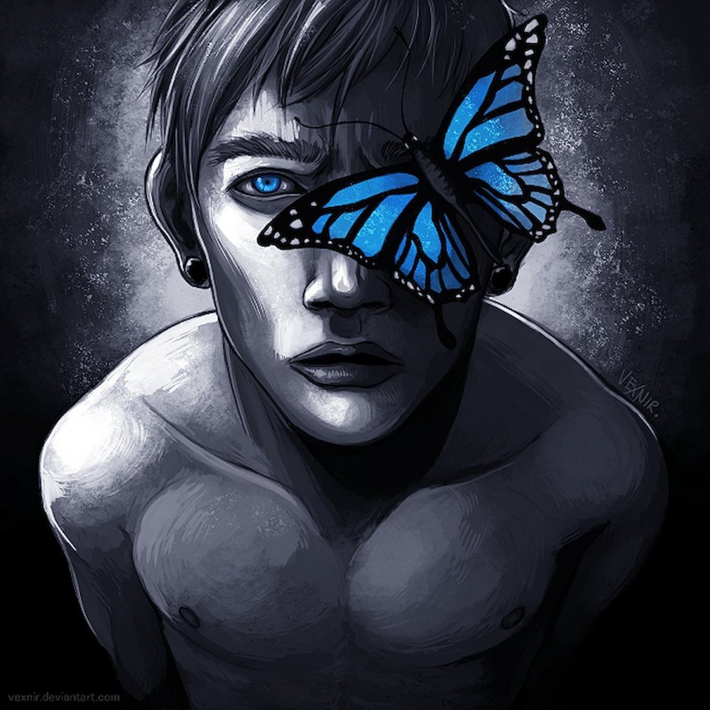 Синяя бабочка на аву