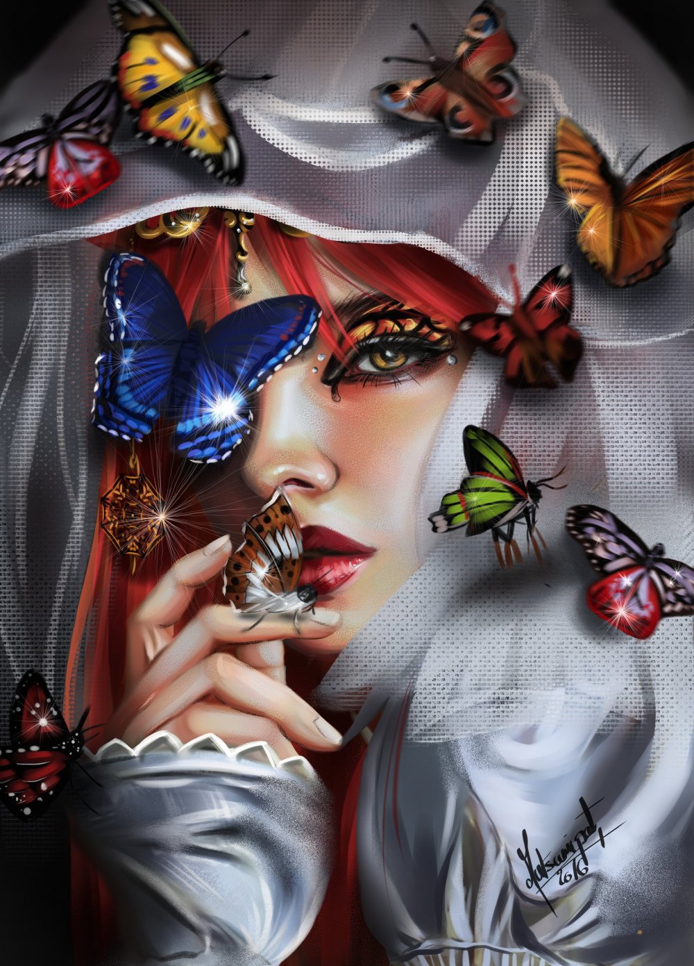 Красивая девушка с бабочками