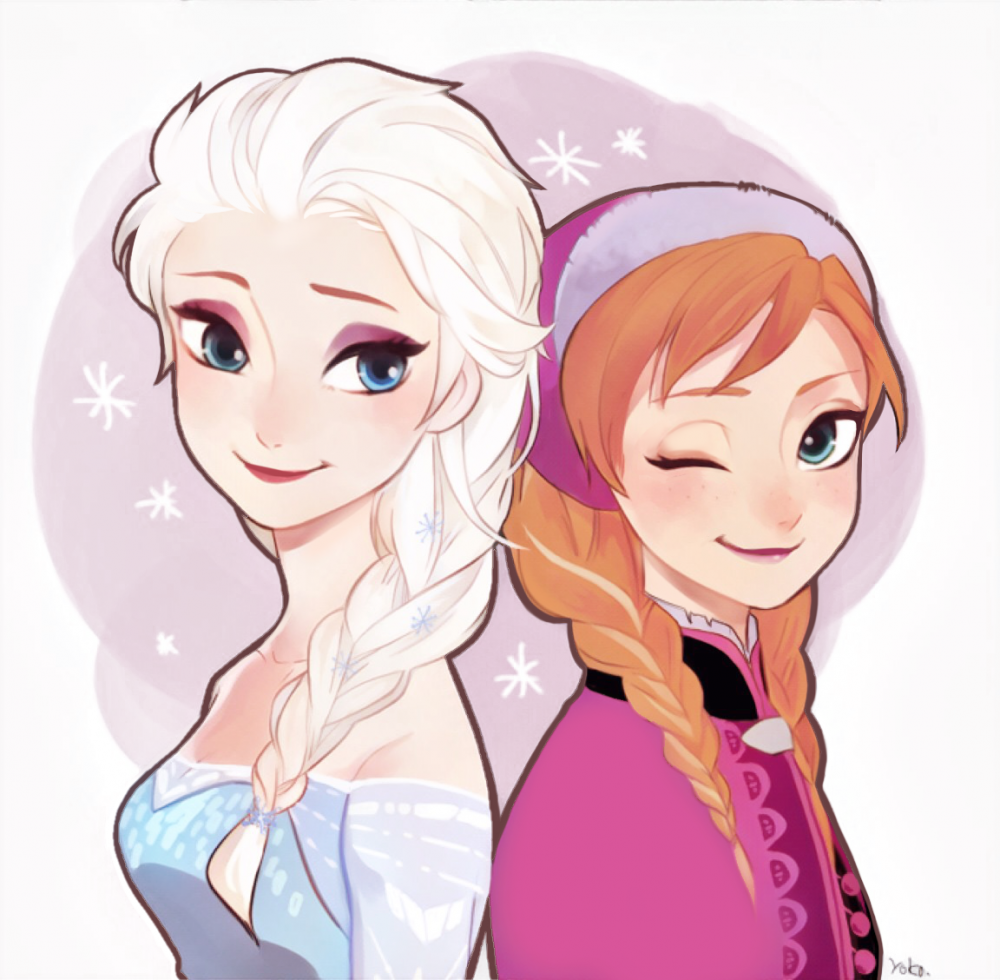 Elsa and Anna anime Юри