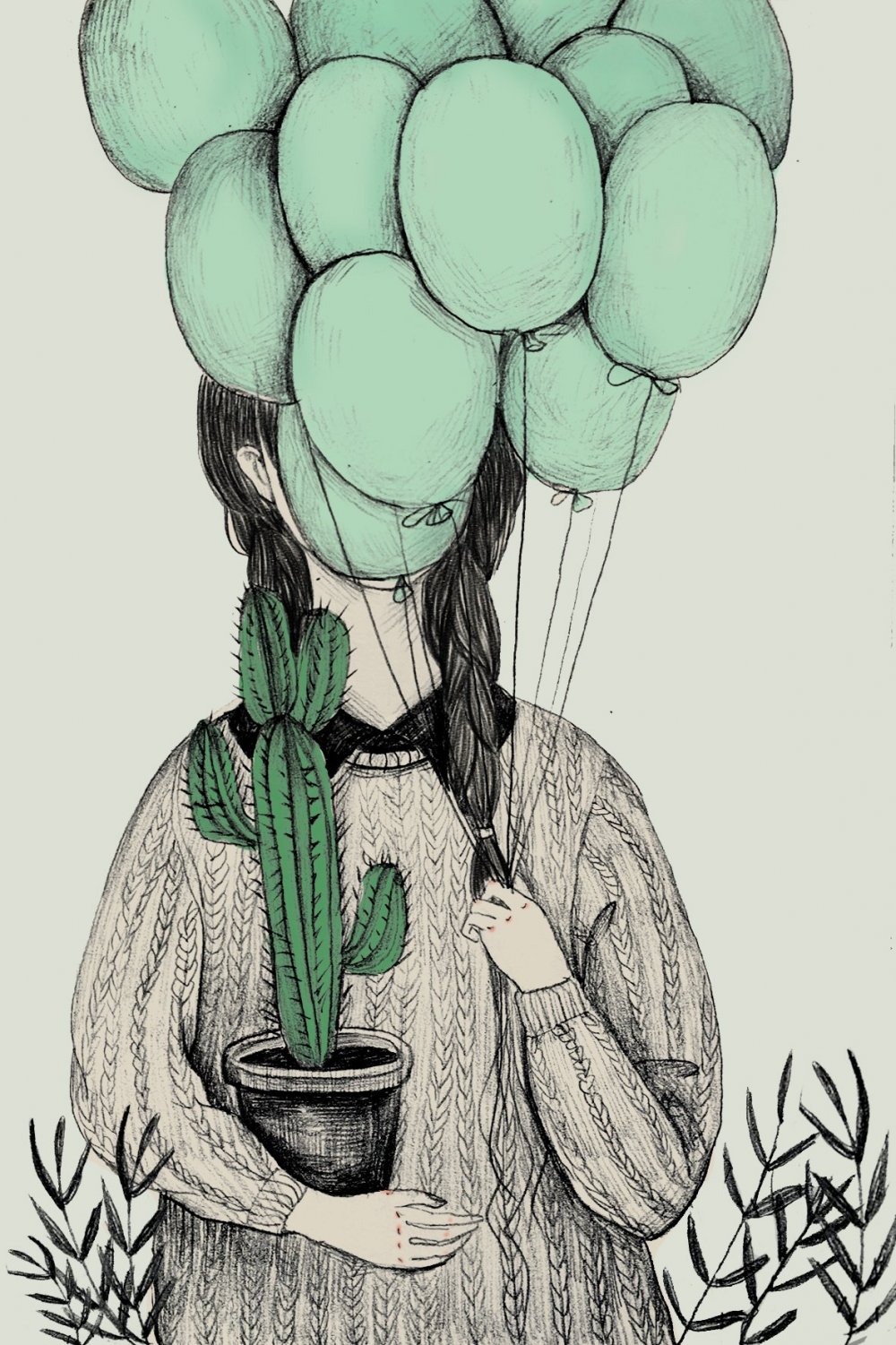 Девушка с кактусом