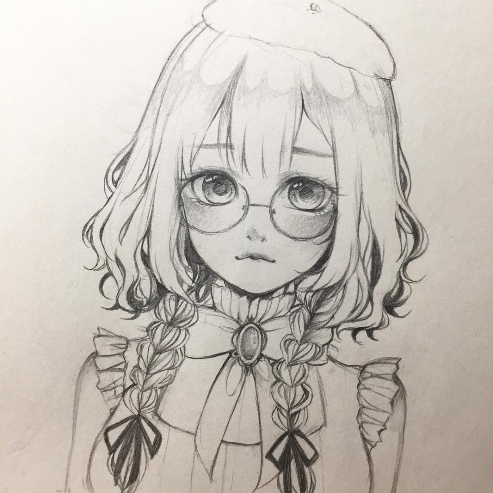 Девушка в очках арт карандашом