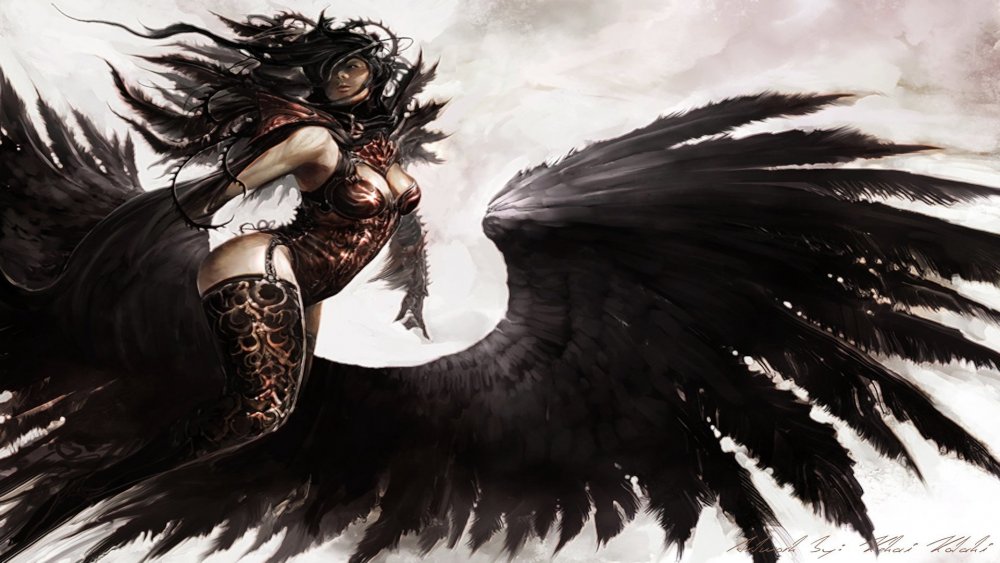 Девушка с темными крыльями