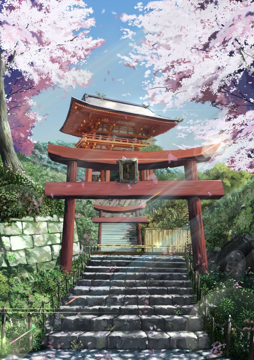 Храм Микаге в Японии аниме