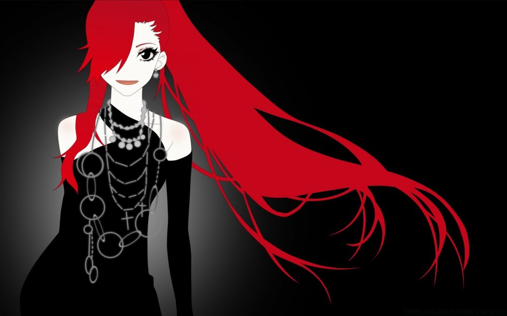 Аниме женщина с красными волосами