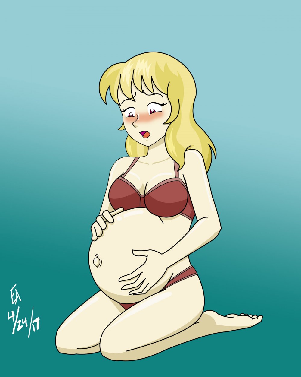 Беременная рисунок акварелью