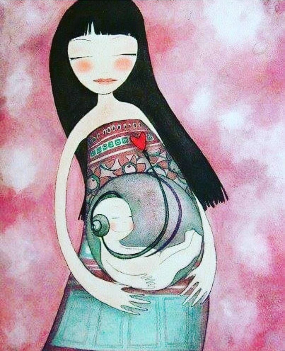 Беременная нарисованная