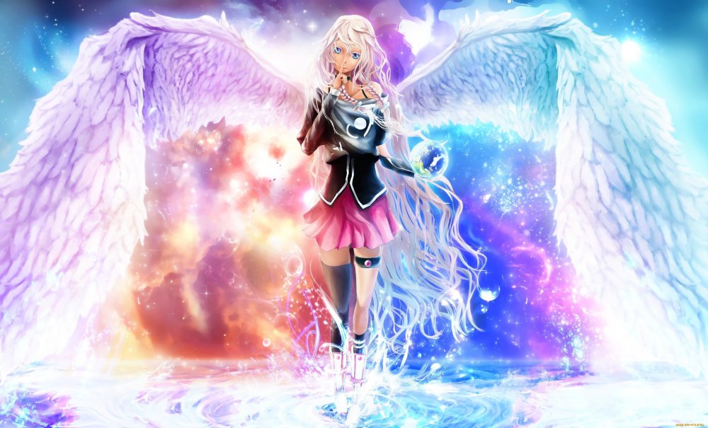 Девушка ангел с крыльями аниме