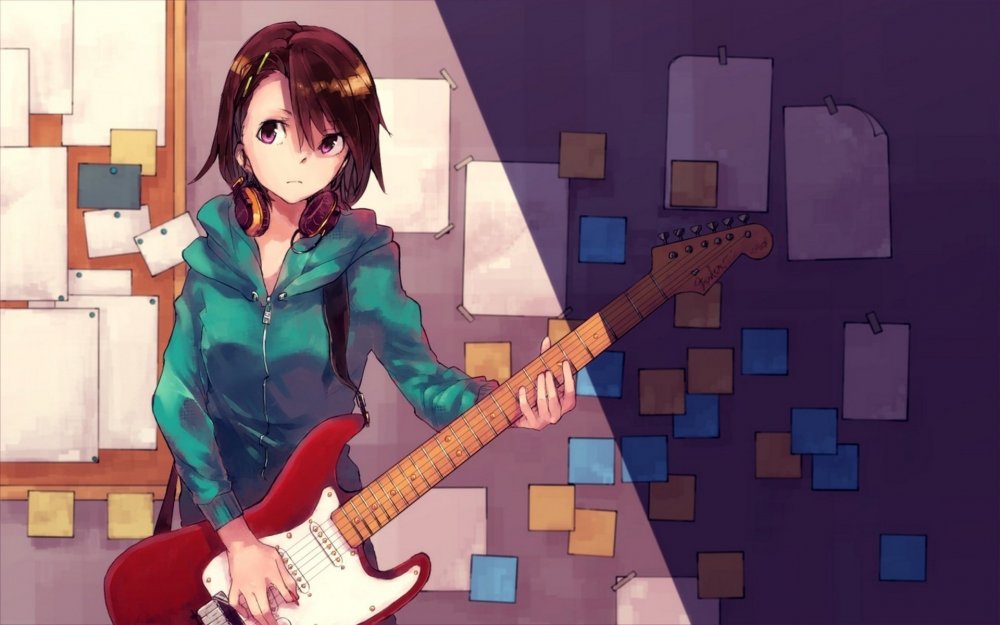 Девушка с гитарой арт