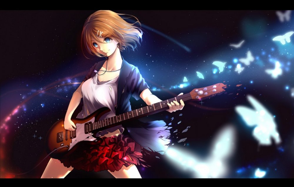 Аниме девушка гитаристка