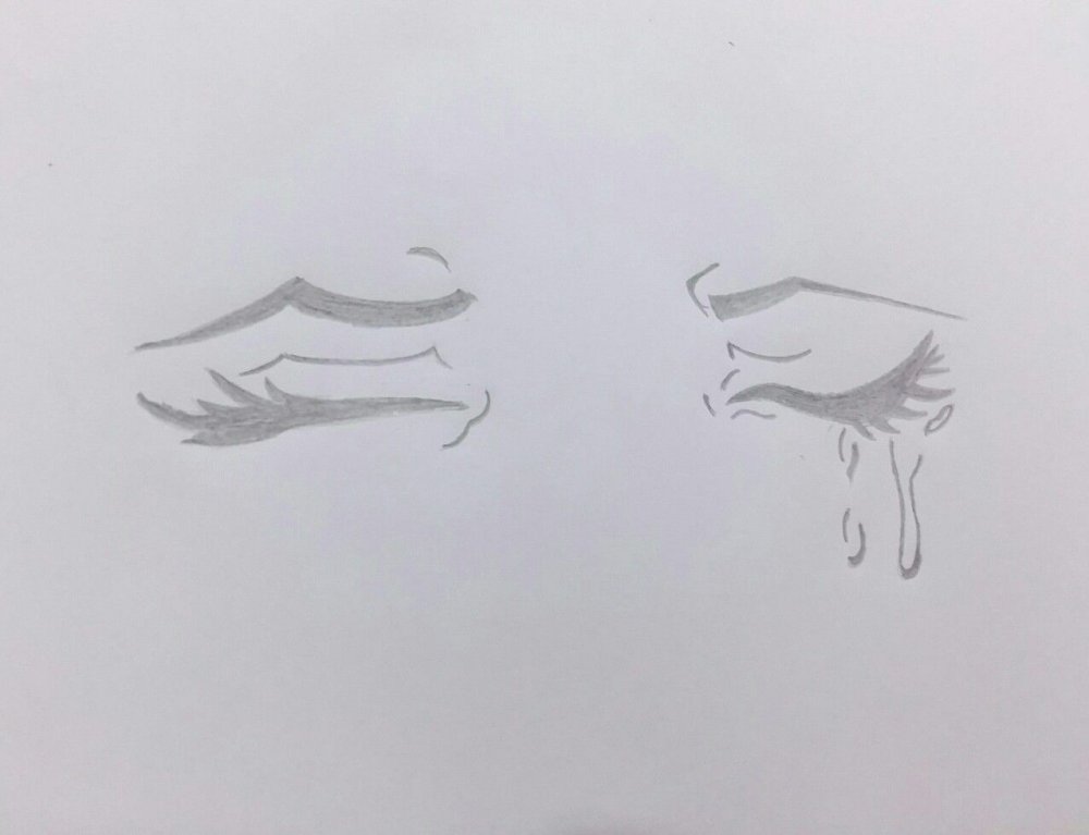 Аниме глаза со слезами карандашом