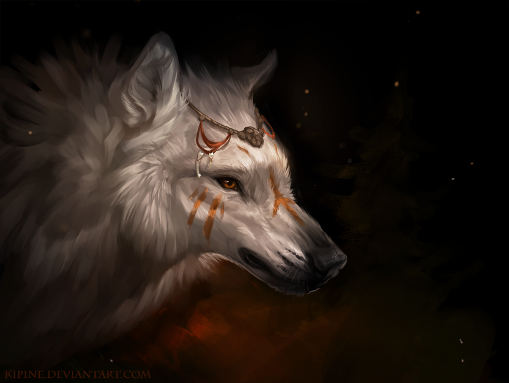 Белый мистический волк