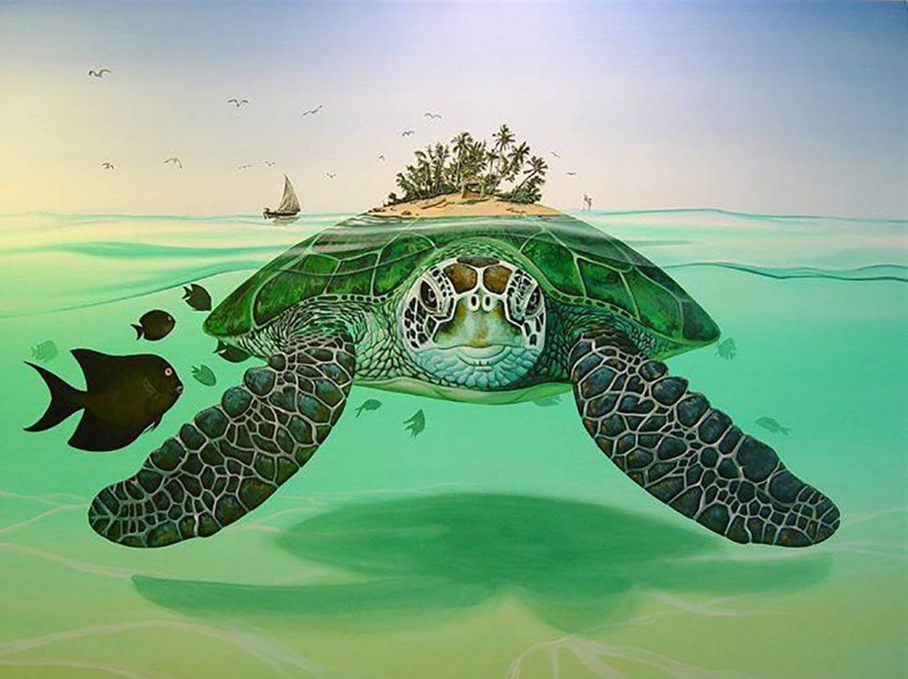 Черепаха живопись