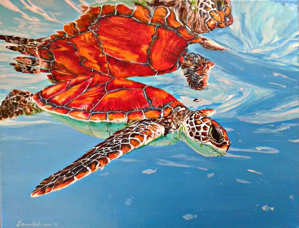 Гиперреализм черепаха живопись морская
