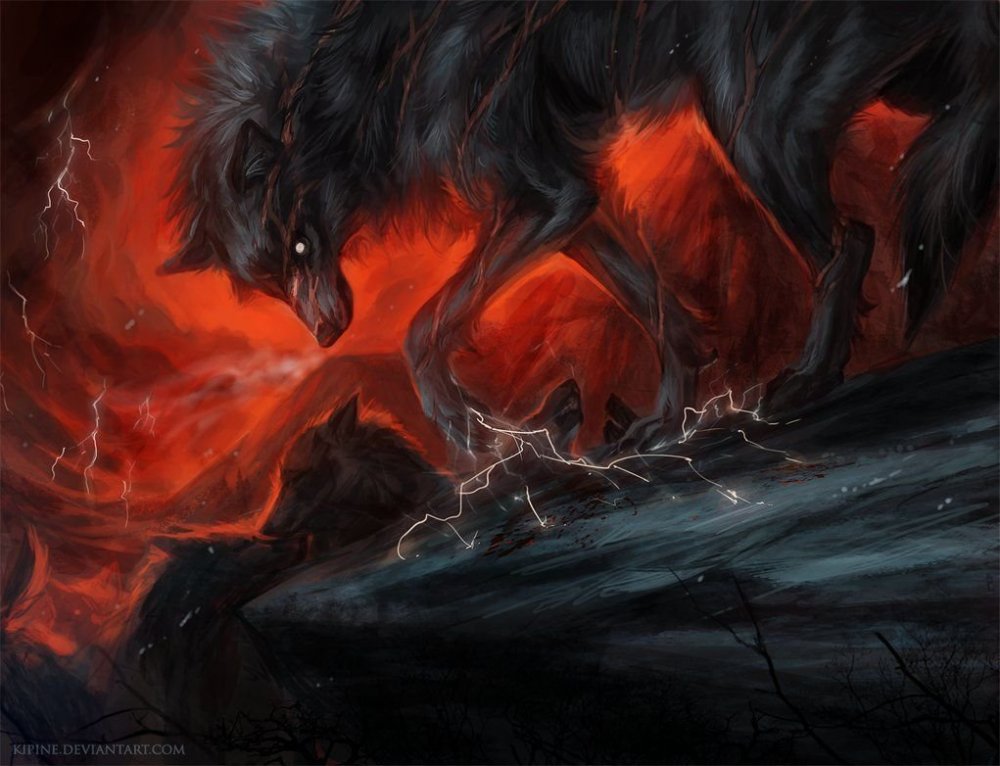 Фенрир Огненный волк демон