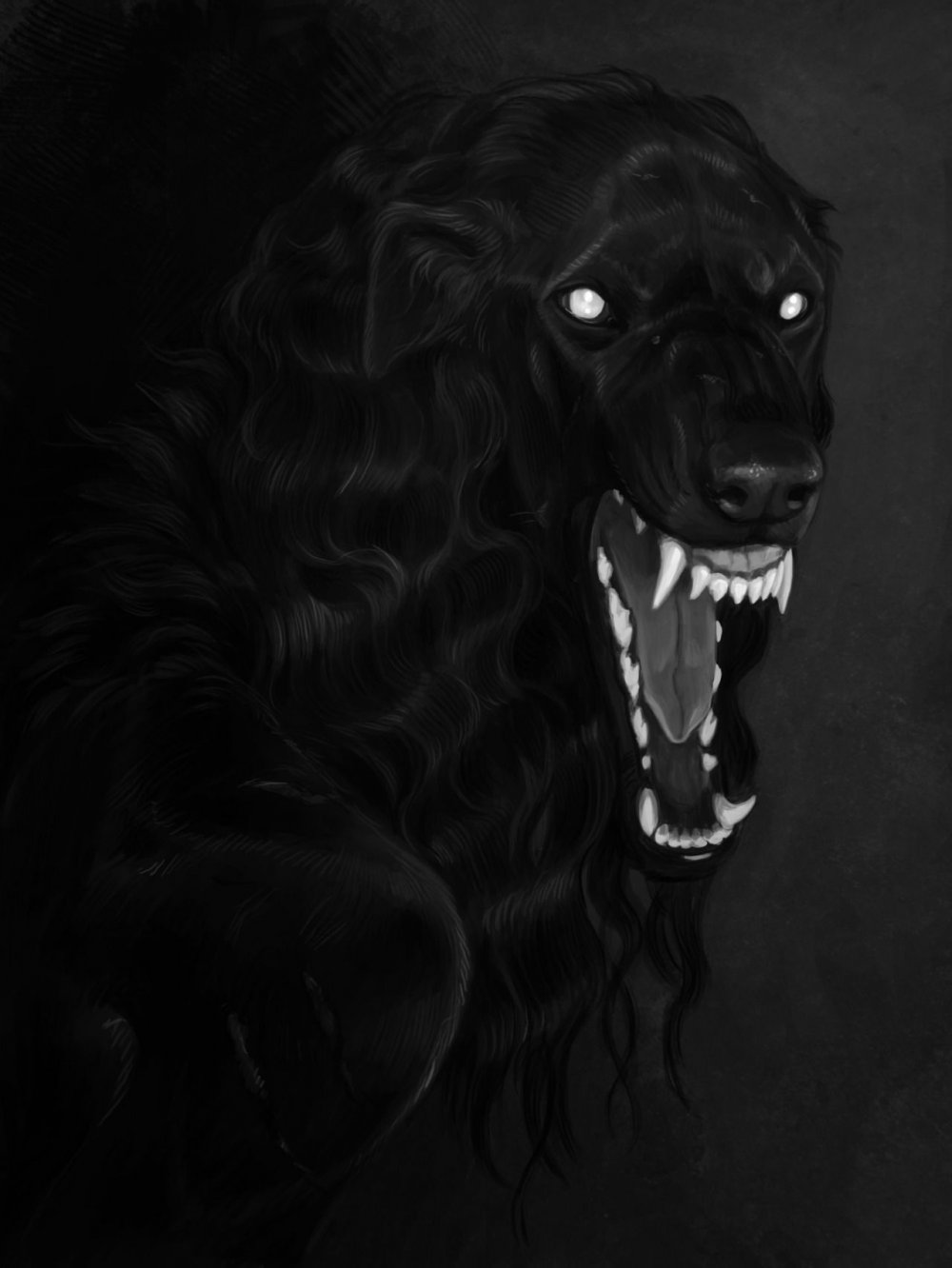 Черная злая собака
