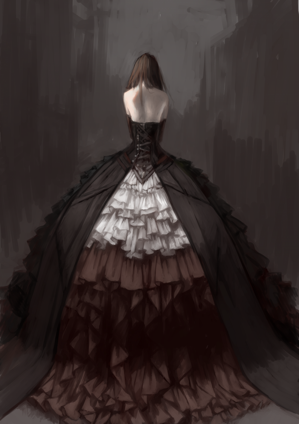Девушка в пышном платье арт