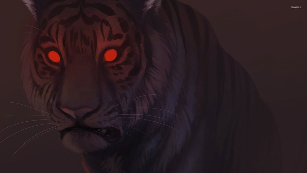 Черный тигр с красными глазами