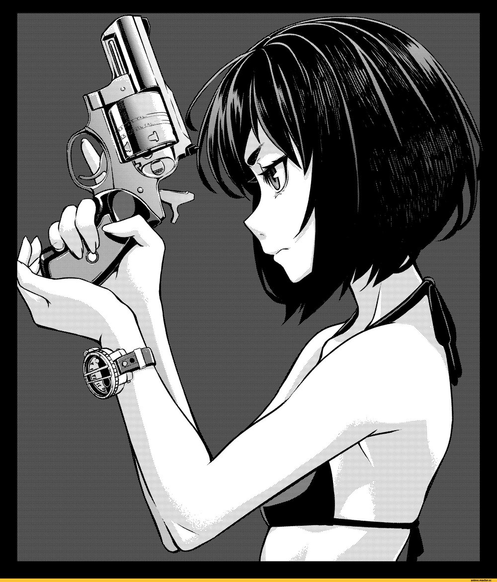 Аниме девушка с револьвером