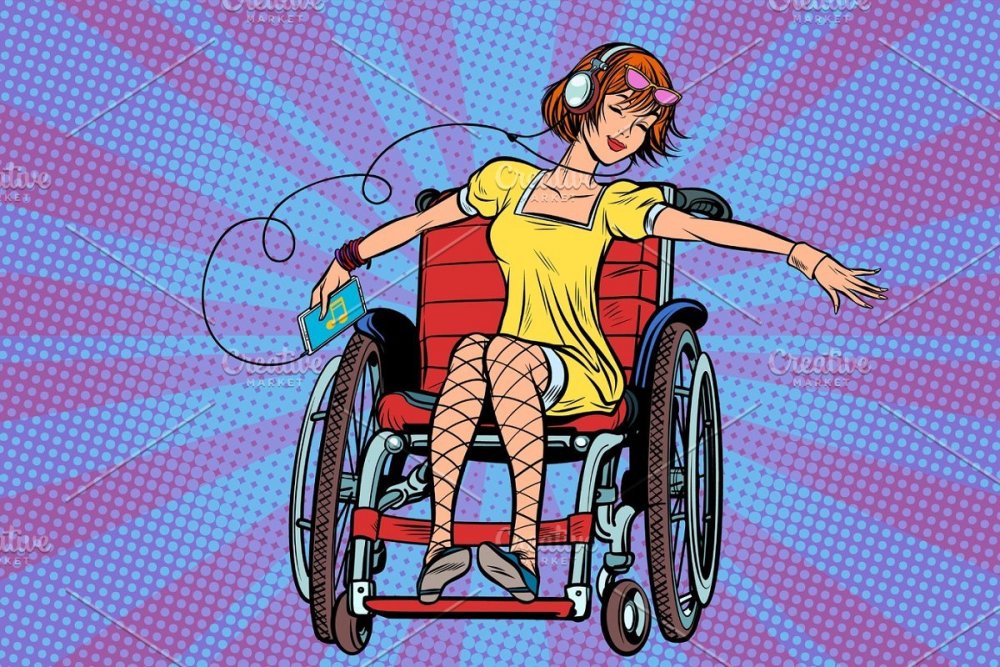Инвалид в коляске арт