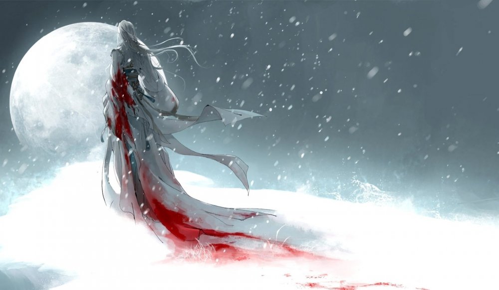 Девушка в снегу арт