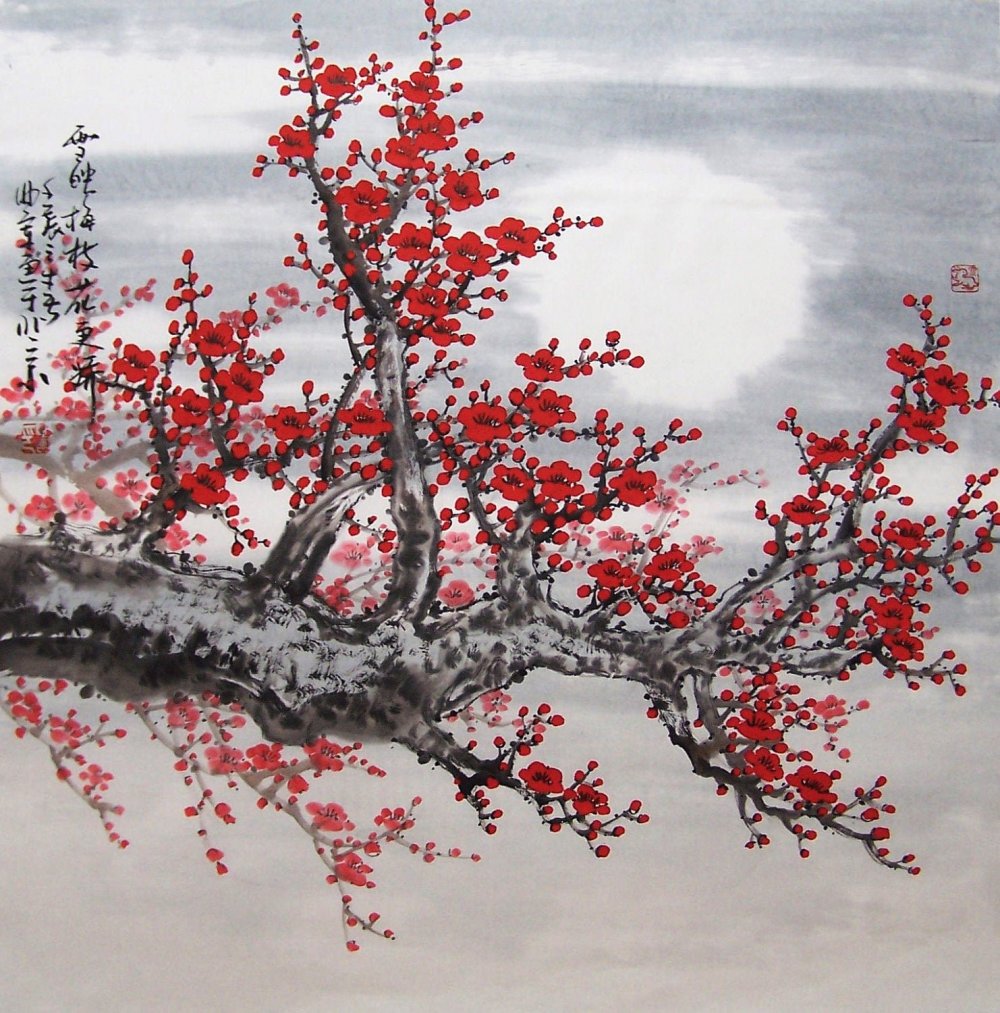 Японская живопись деревья