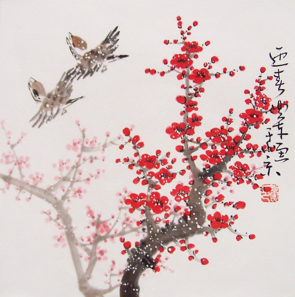 Китайская живопись ветка Сакуры