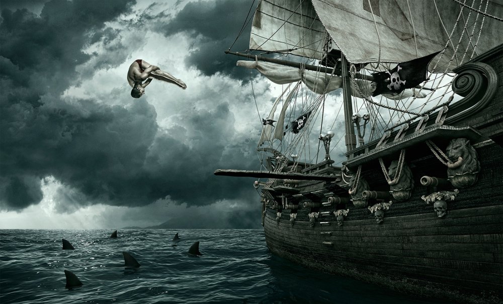 Шторм пираты Карибского моря Летучий голландец