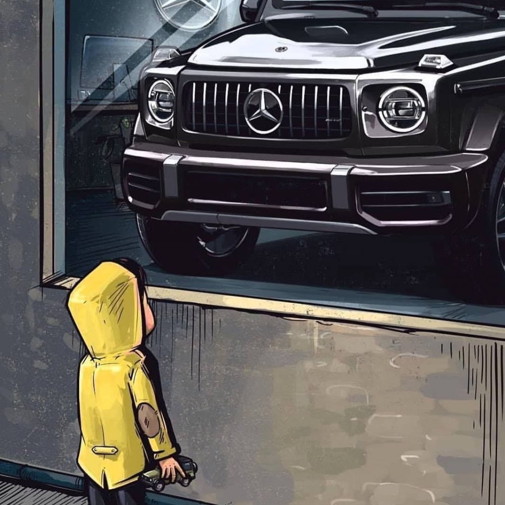Мальчик у витрины с автомобилем