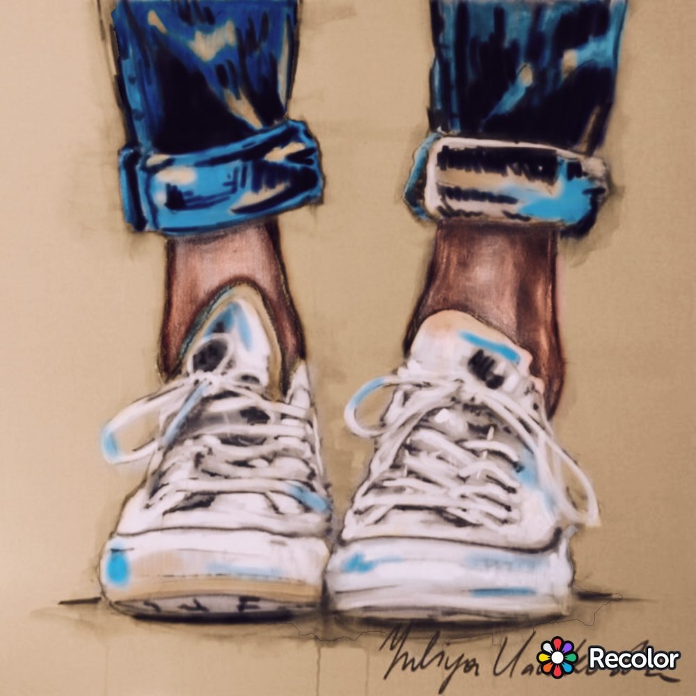 Рисование кроссовок на ногах