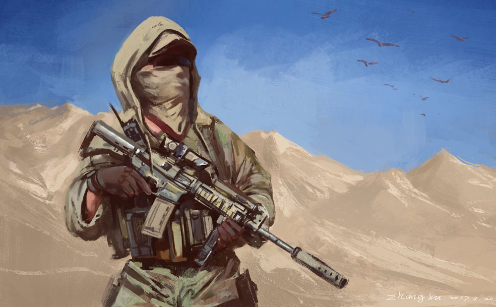 Солдат в пустыне арт
