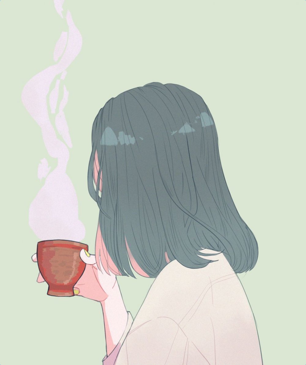 Девушка с чаем арт