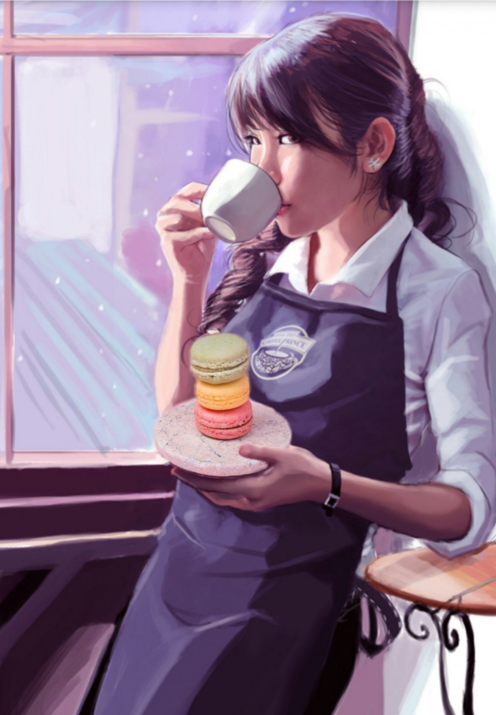 Аниме девочка с кофе