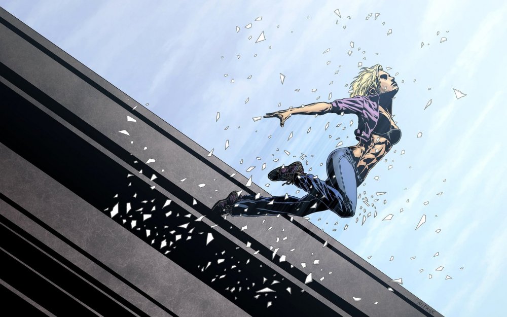 Человек падает с крыши аниме