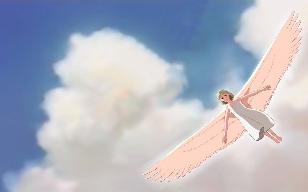 Девушка с крыльями в небе