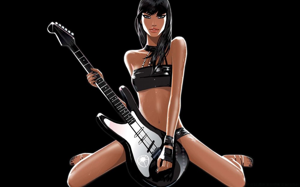 Девушка с рок гитарой