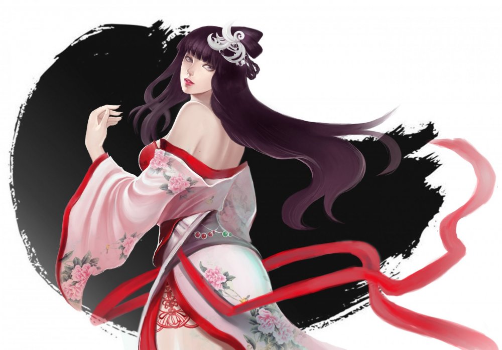 Девушка в кимоно арт