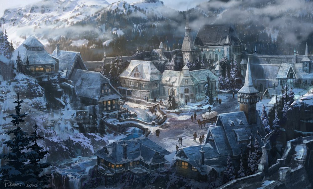 Зимний средневековый город