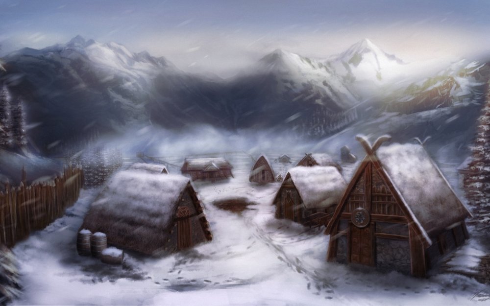 Деревня викингов зимой