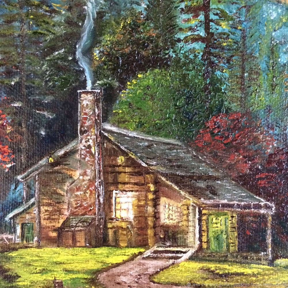 Картина домик в лесу