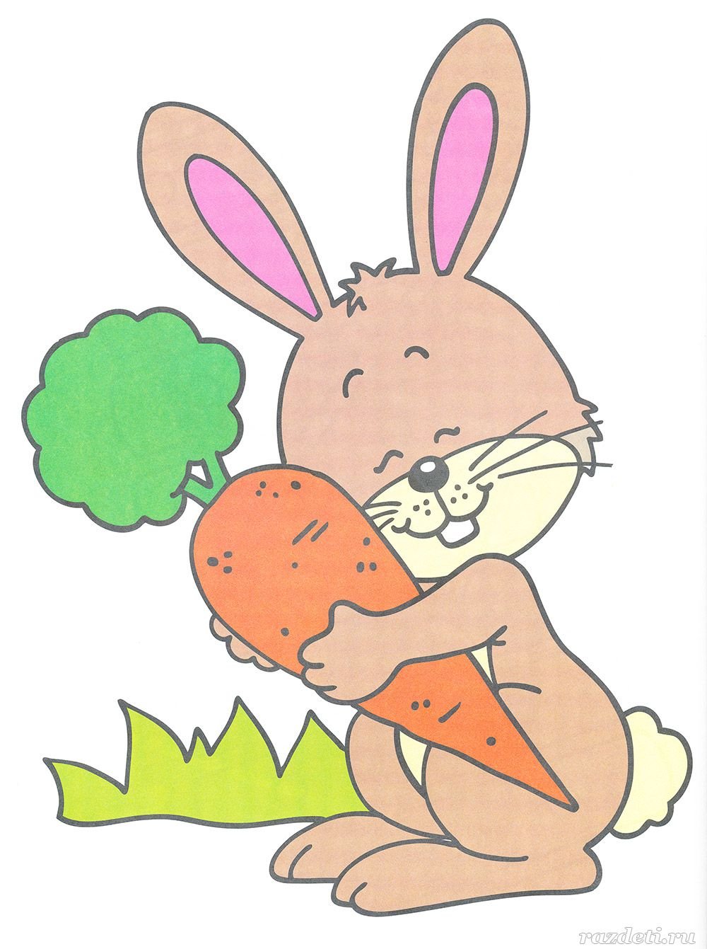 Зайчик с морковкой в огороде
