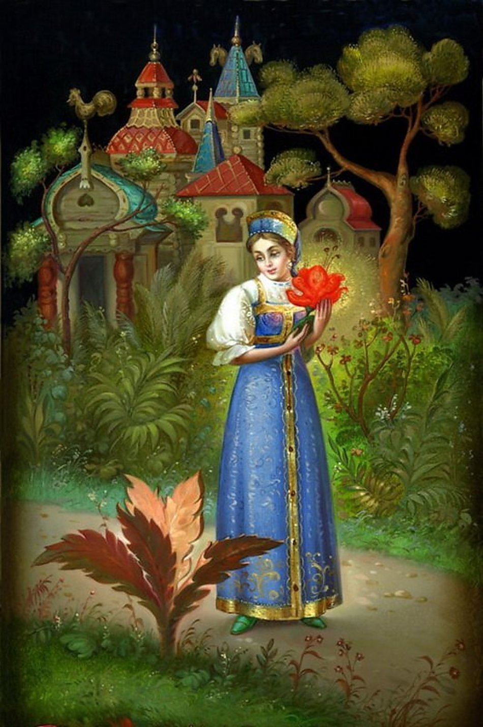 Федоскинская миниатюра Аленький цветочек