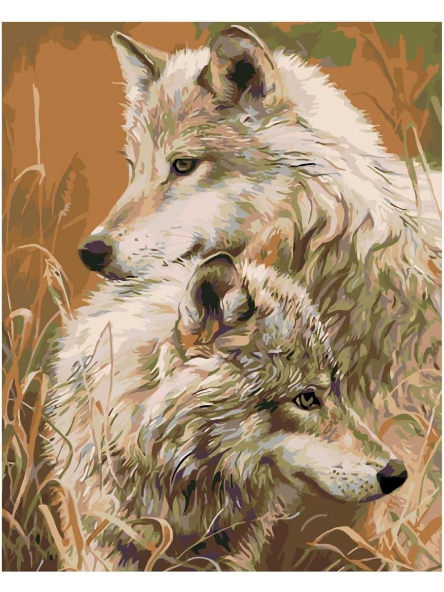 Алмазная мозаика Волчья семья