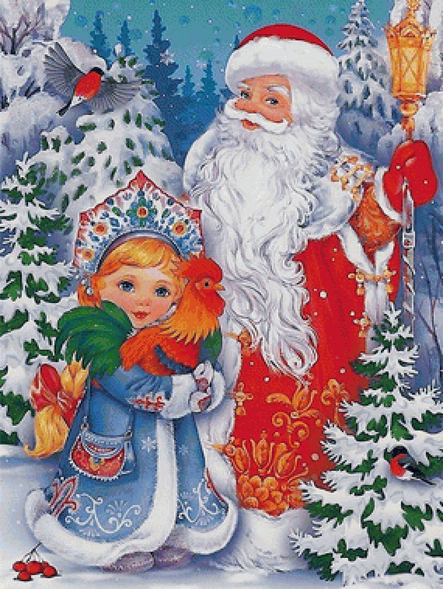 Новогодний пазл с дедом Морозом и Снегурочкой