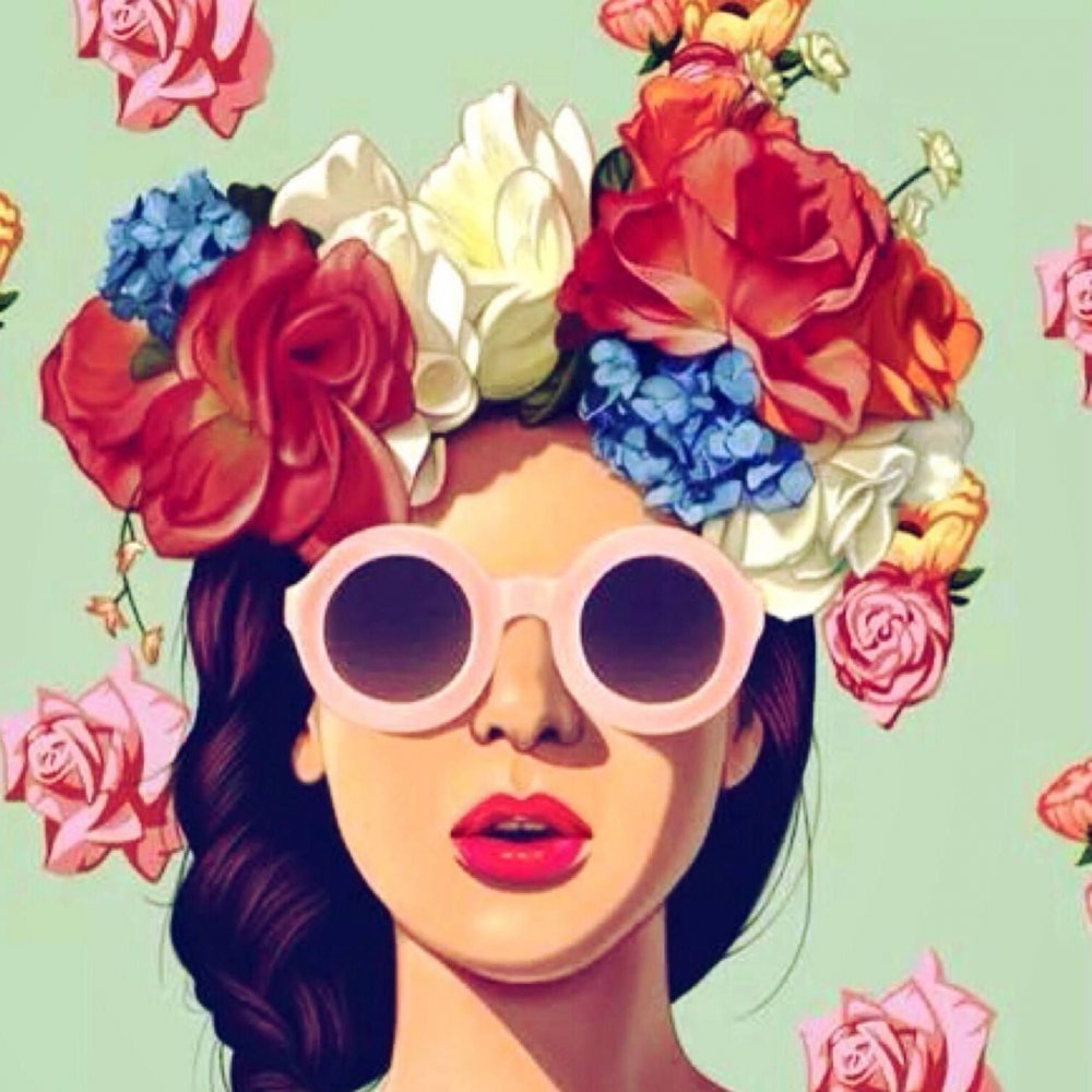 Девушка в очках с цветами