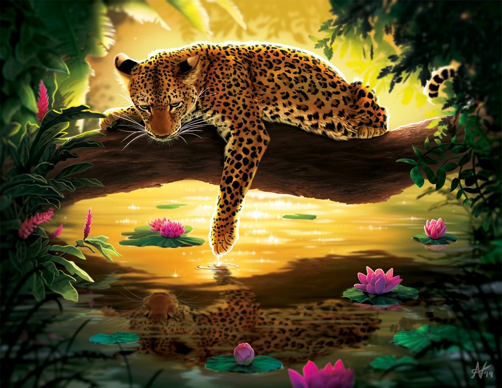 Пейзаж с леопардом